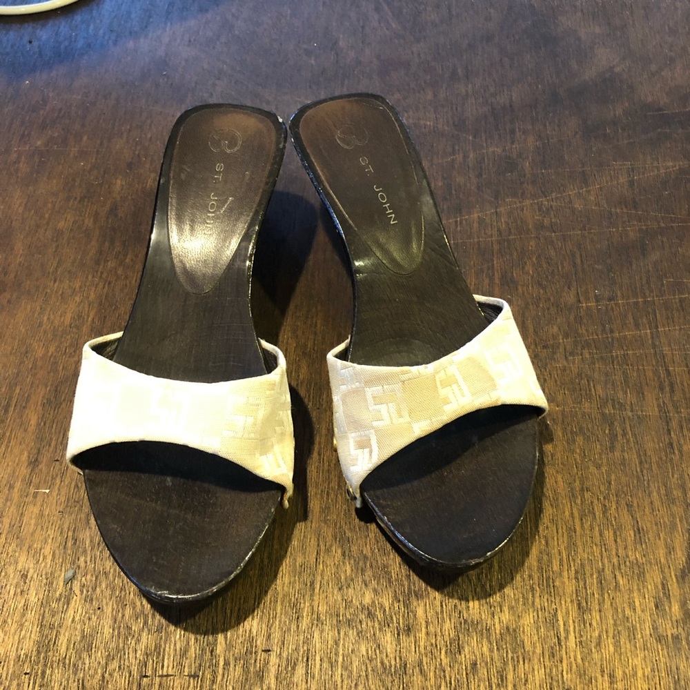 St. John wooden low heeled sandal